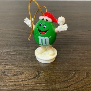 Vintage 1990 M&M's Green Figure Christmas Ornament